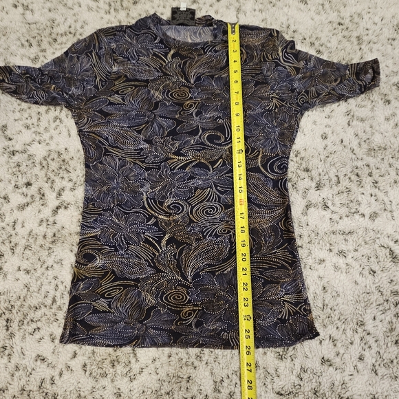 Johnny Was Jade Top L Whimsical Short Sleeve Semi Sheer Crew Neck Floral/Paisley - Picture 6 of 10